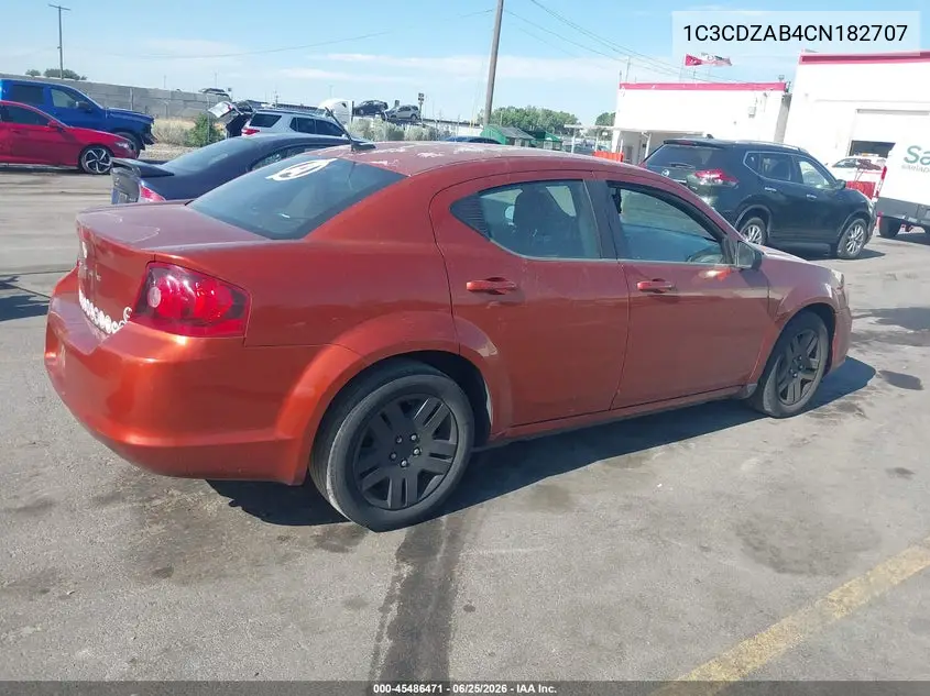 2012 Dodge Avenger Se VIN: 1C3CDZAB4CN182707 Lot: 45486471