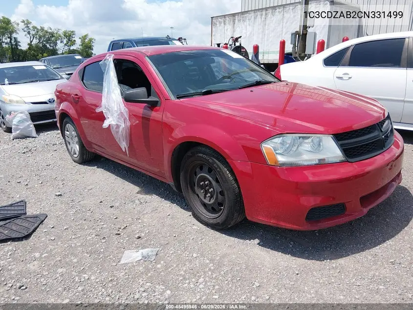 2012 Dodge Avenger Se VIN: 1C3CDZAB2CN331499 Lot: 45495946