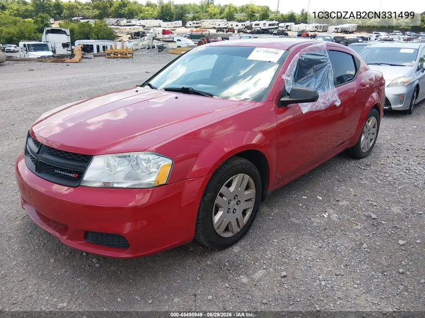 2012 Dodge Avenger Se VIN: 1C3CDZAB2CN331499 Lot: 45495946
