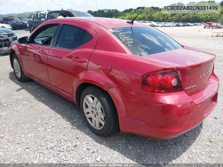 2012 Dodge Avenger Se VIN: 1C3CDZAB2CN331499 Lot: 45495946