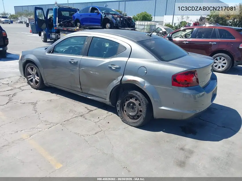 2012 Dodge Avenger Se VIN: 1C3CDZAB0CN217081 Lot: 45526363