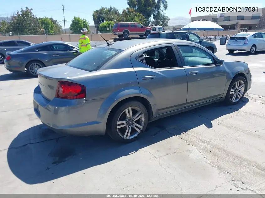 2012 Dodge Avenger Se VIN: 1C3CDZAB0CN217081 Lot: 45526363
