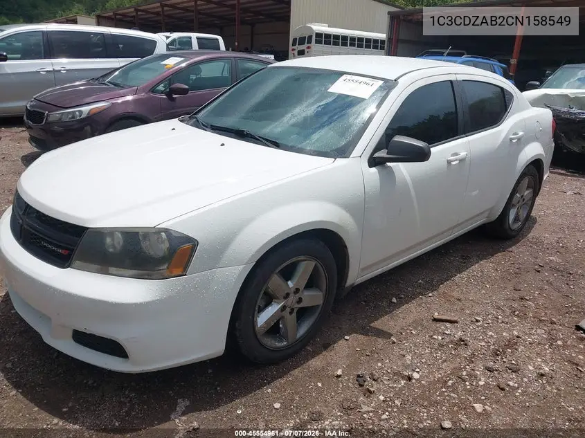 2012 Dodge Avenger Se VIN: 1C3CDZAB2CN158549 Lot: 45554961