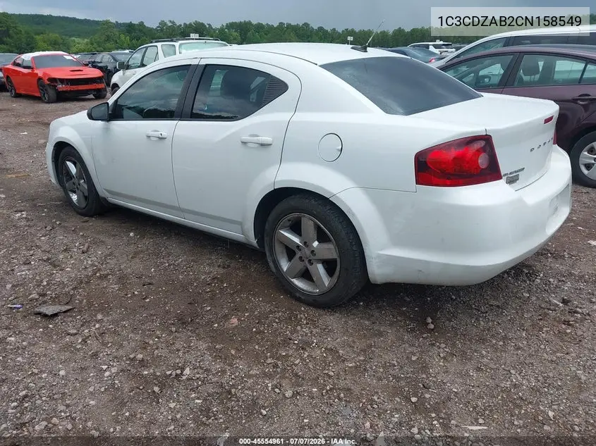 2012 Dodge Avenger Se VIN: 1C3CDZAB2CN158549 Lot: 45554961