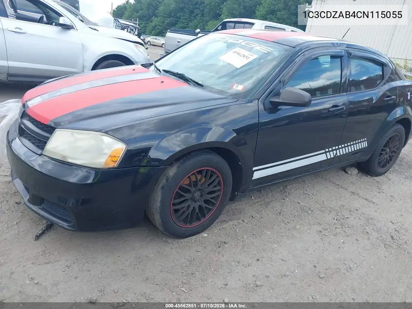 2012 Dodge Avenger Se VIN: 1C3CDZAB4CN115055 Lot: 45562851