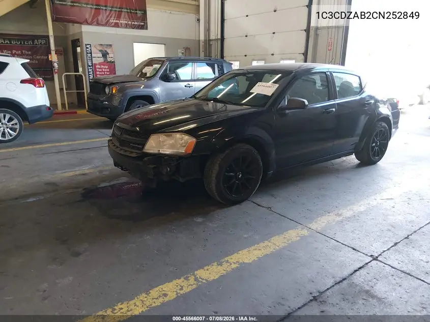 2012 Dodge Avenger Se VIN: 1C3CDZAB2CN252849 Lot: 45566007