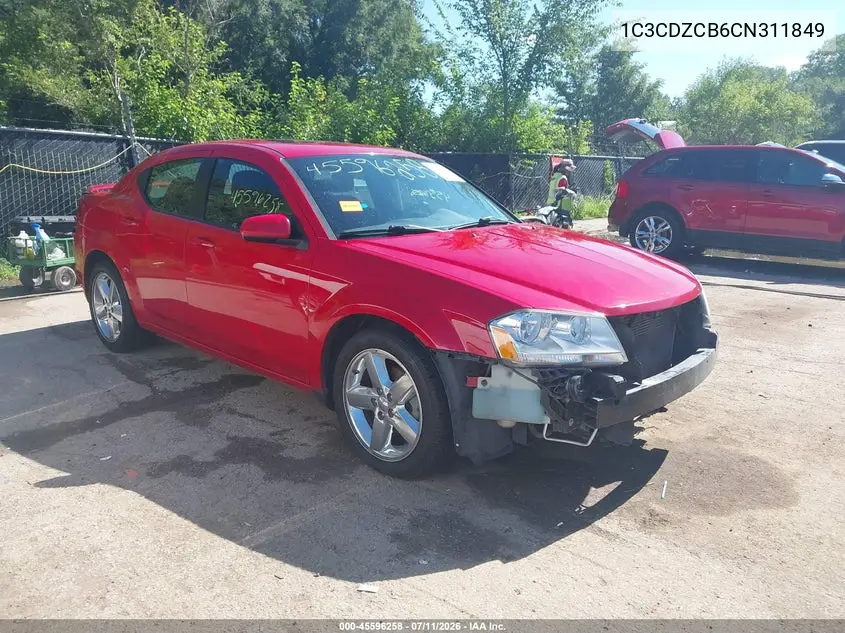 2012 Dodge Avenger Sxt VIN: 1C3CDZCB6CN311849 Lot: 45596258