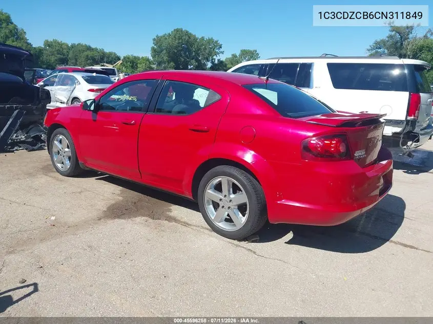 2012 Dodge Avenger Sxt VIN: 1C3CDZCB6CN311849 Lot: 45596258