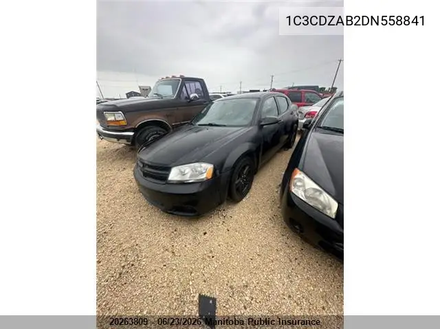 2013 Dodge Avenger Se VIN: 1C3CDZAB2DN558841 Lot: 20263809