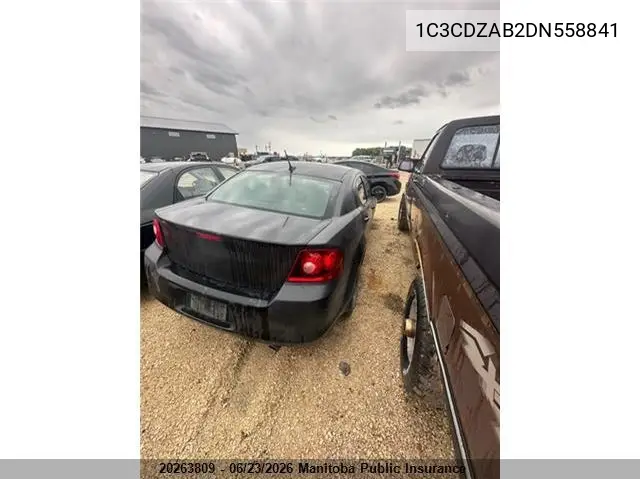 2013 Dodge Avenger Se VIN: 1C3CDZAB2DN558841 Lot: 20263809