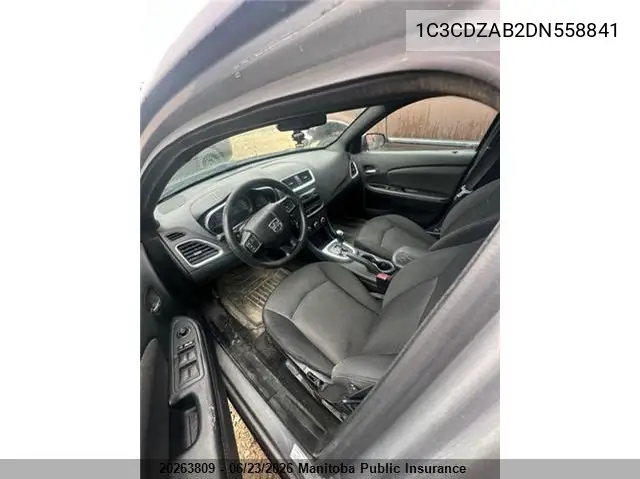 2013 Dodge Avenger Se VIN: 1C3CDZAB2DN558841 Lot: 20263809