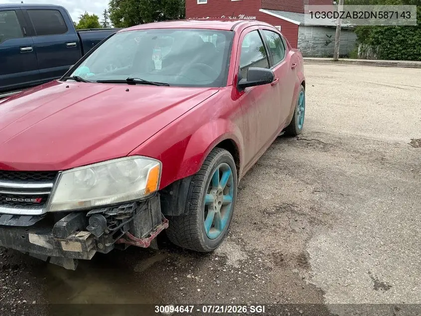 2013 Dodge Avenger Se VIN: 1C3CDZAB2DN587143 Lot: 30094647