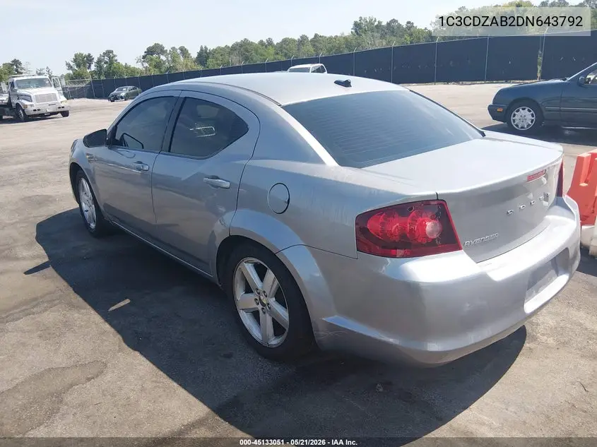 2013 Dodge Avenger Se VIN: 1C3CDZAB2DN643792 Lot: 45133051