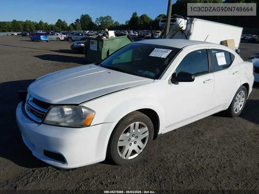 2013 Dodge Avenger Se V6 VIN: 1C3CDZAG9DN748664 Lot: 45275568