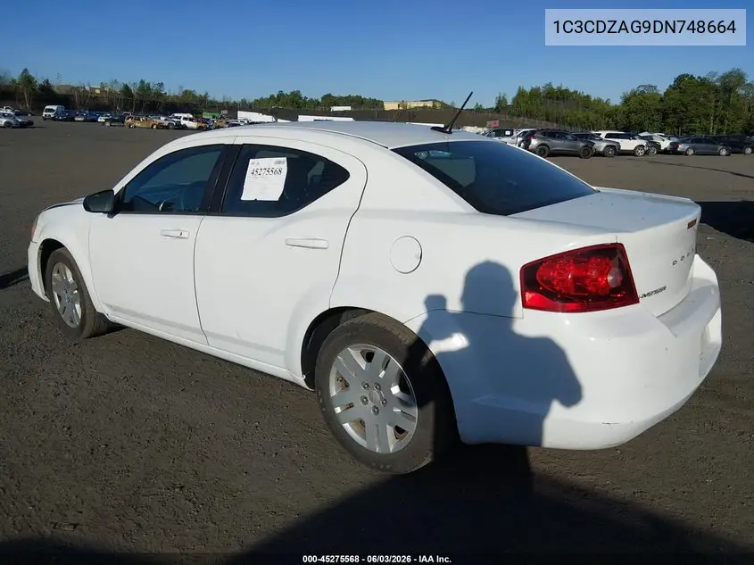 2013 Dodge Avenger Se V6 VIN: 1C3CDZAG9DN748664 Lot: 45275568
