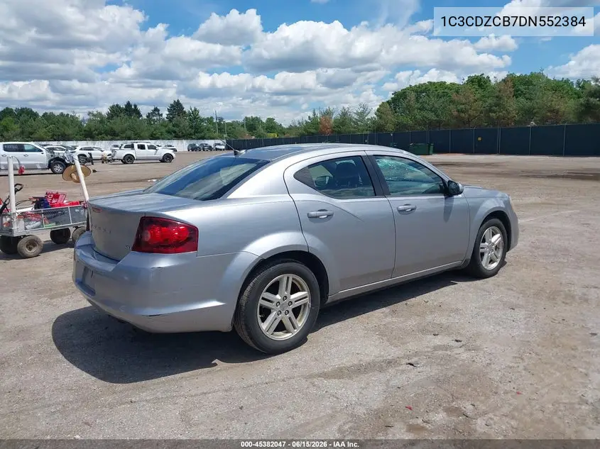 2013 Dodge Avenger Sxt VIN: 1C3CDZCB7DN552384 Lot: 45382047