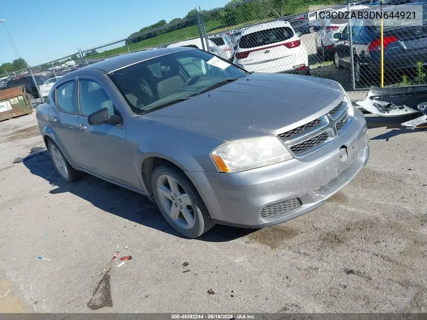 2013 Dodge Avenger Se VIN: 1C3CDZAB3DN644921 Lot: 45392244