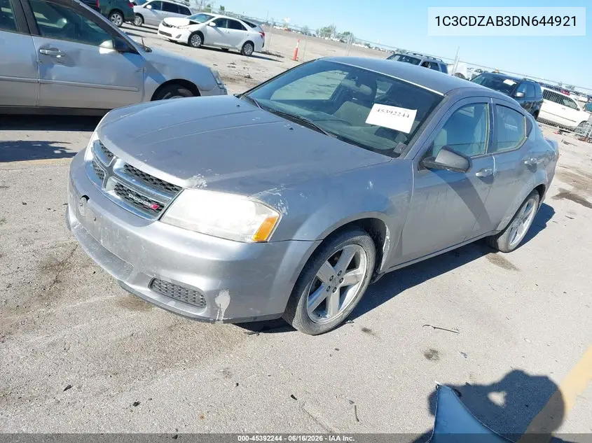2013 Dodge Avenger Se VIN: 1C3CDZAB3DN644921 Lot: 45392244
