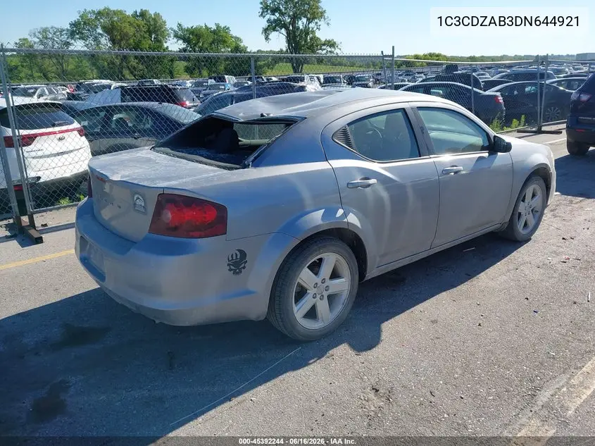 2013 Dodge Avenger Se VIN: 1C3CDZAB3DN644921 Lot: 45392244