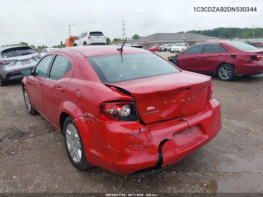2013 Dodge Avenger Se VIN: 1C3CDZAB2DN530344 Lot: 45411709