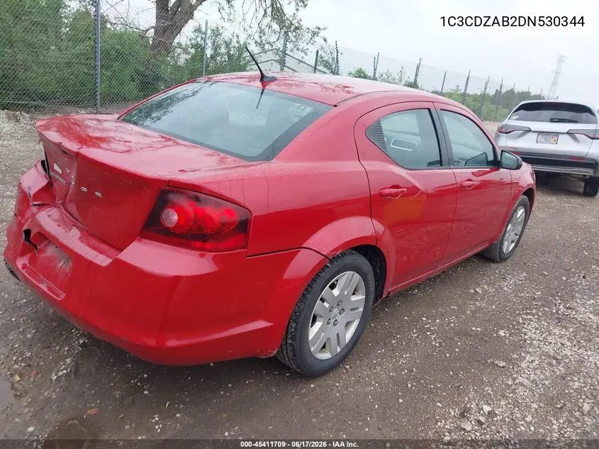 2013 Dodge Avenger Se VIN: 1C3CDZAB2DN530344 Lot: 45411709