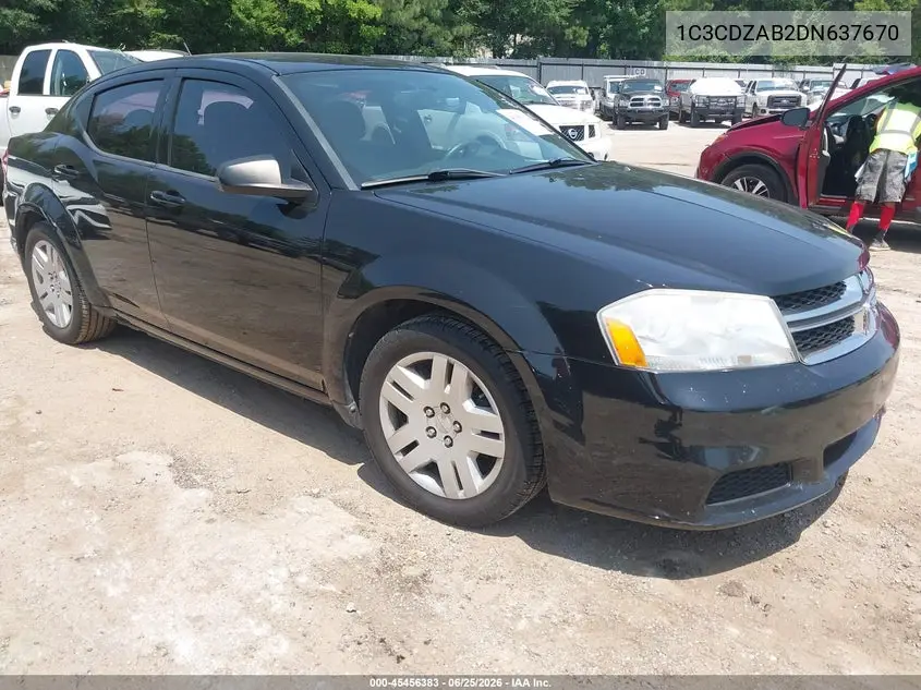 2013 Dodge Avenger Se VIN: 1C3CDZAB2DN637670 Lot: 45456383