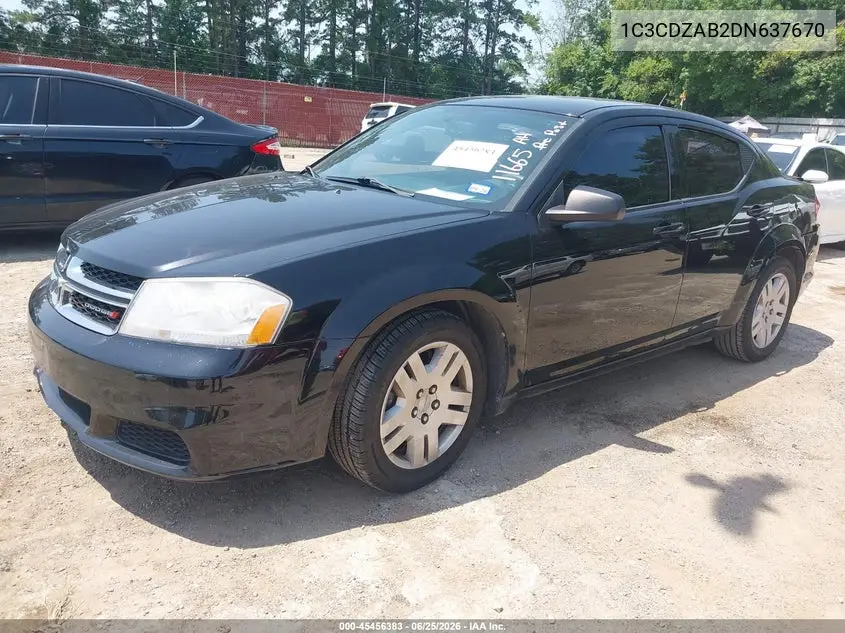 2013 Dodge Avenger Se VIN: 1C3CDZAB2DN637670 Lot: 45456383