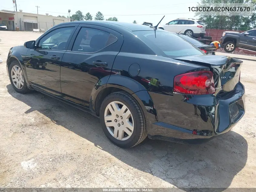 2013 Dodge Avenger Se VIN: 1C3CDZAB2DN637670 Lot: 45456383