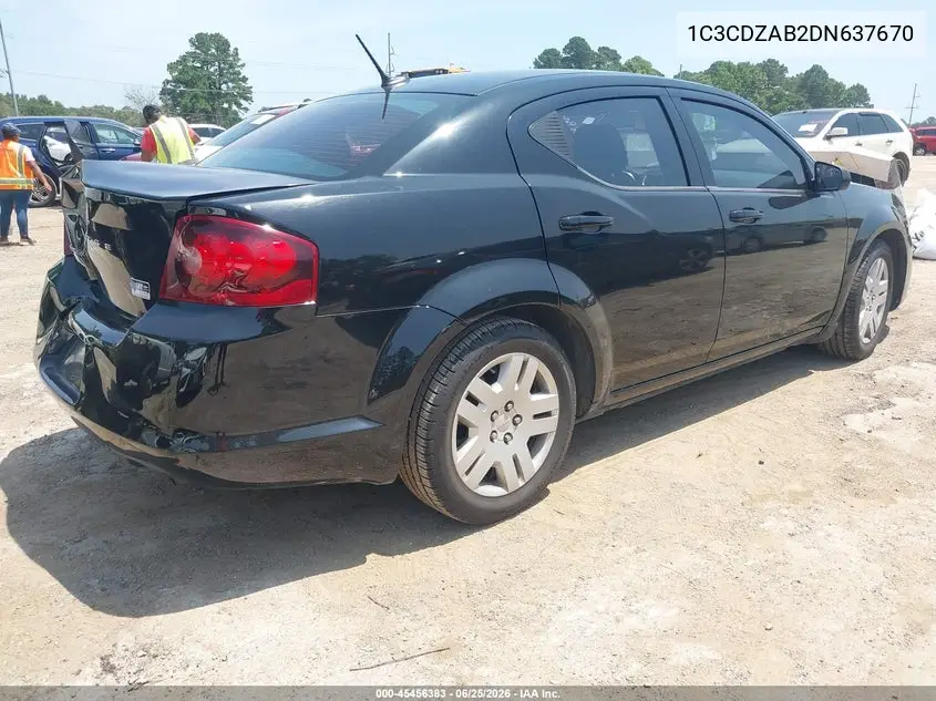 2013 Dodge Avenger Se VIN: 1C3CDZAB2DN637670 Lot: 45456383