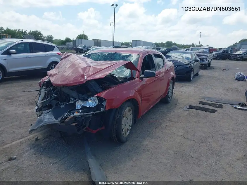 2013 Dodge Avenger Se VIN: 1C3CDZAB7DN603661 Lot: 45481774