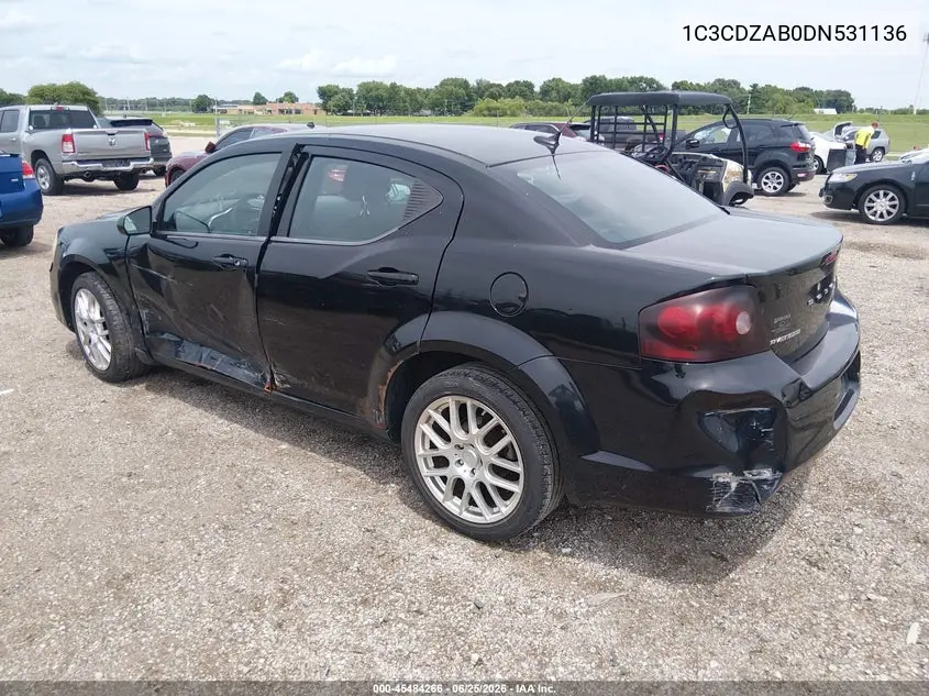 2013 Dodge Avenger Se VIN: 1C3CDZAB0DN531136 Lot: 45484266