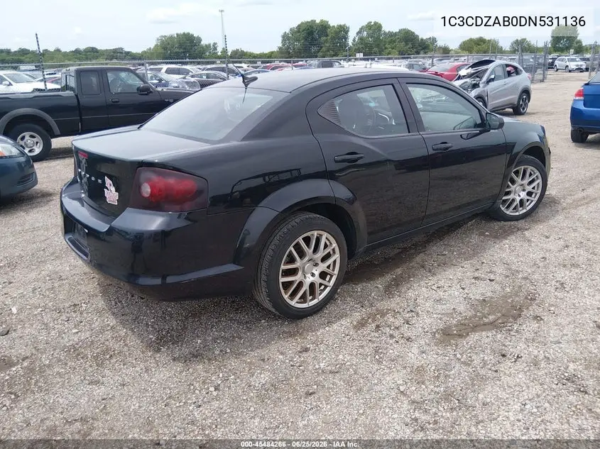 2013 Dodge Avenger Se VIN: 1C3CDZAB0DN531136 Lot: 45484266