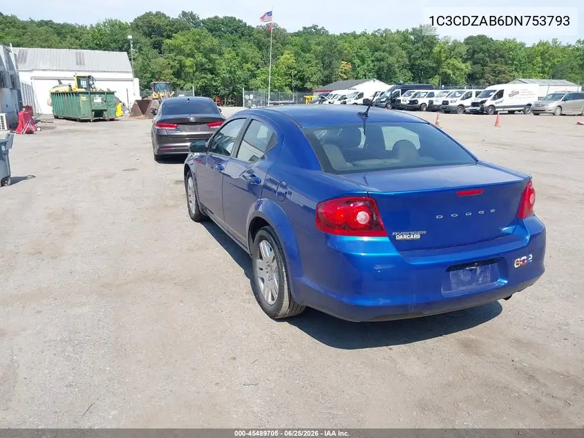 2013 Dodge Avenger Se VIN: 1C3CDZAB6DN753793 Lot: 45489705