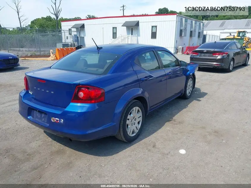 2013 Dodge Avenger Se VIN: 1C3CDZAB6DN753793 Lot: 45489705