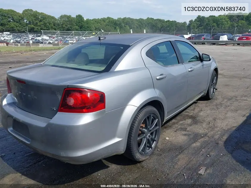 2013 Dodge Avenger Sxt VIN: 1C3CDZCGXDN583740 Lot: 45502920