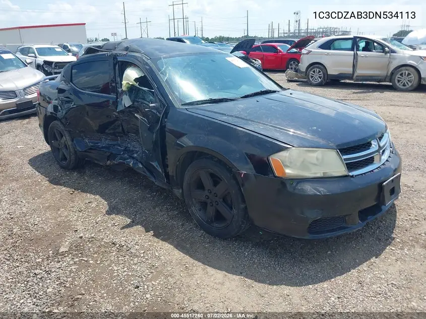 2013 Dodge Avenger Se VIN: 1C3CDZAB3DN534113 Lot: 45517260