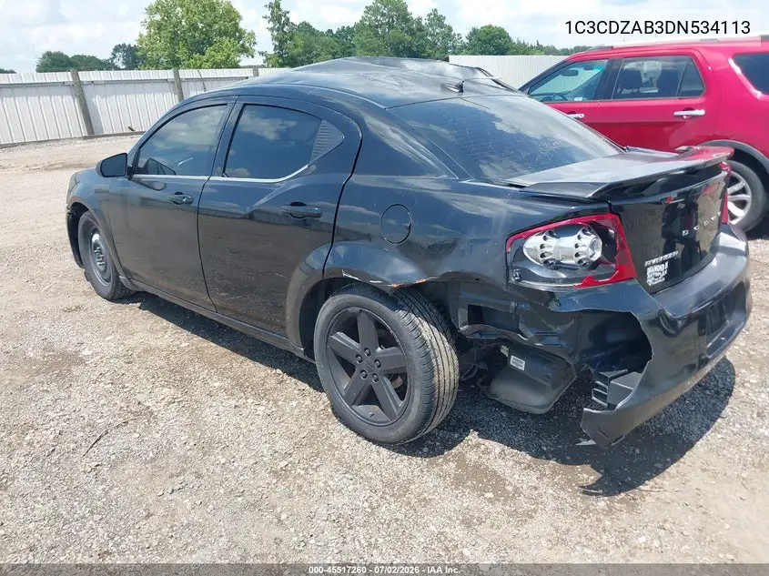 2013 Dodge Avenger Se VIN: 1C3CDZAB3DN534113 Lot: 45517260