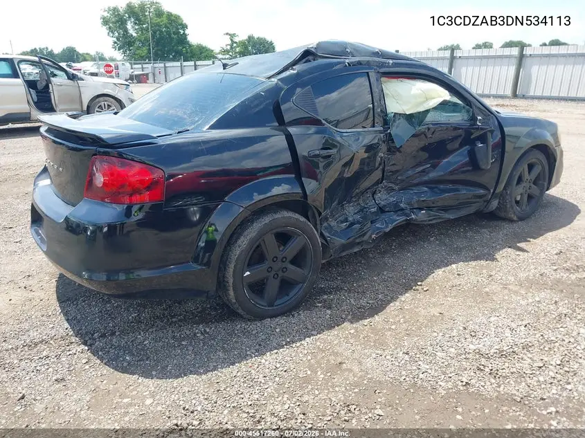 2013 Dodge Avenger Se VIN: 1C3CDZAB3DN534113 Lot: 45517260