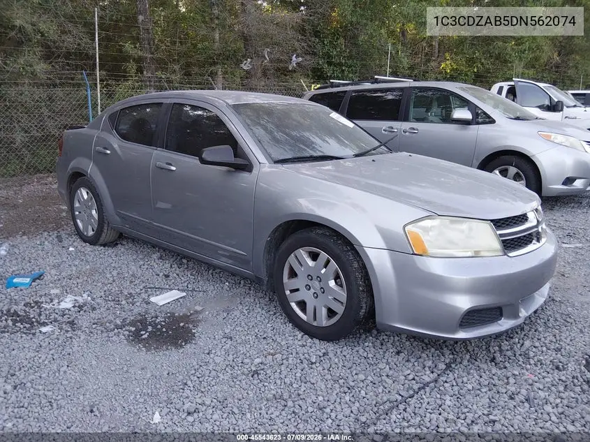 2013 Dodge Avenger Se VIN: 1C3CDZAB5DN562074 Lot: 45543623