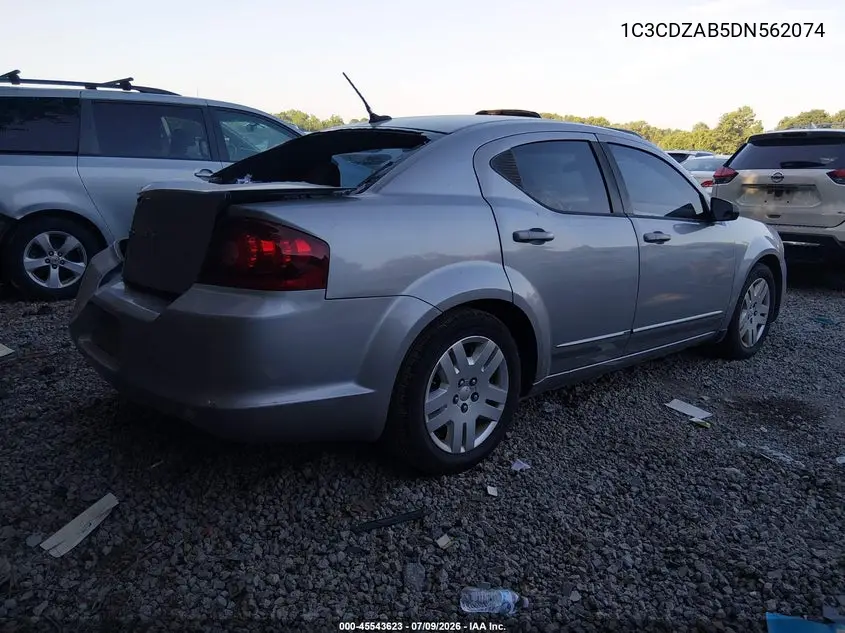 2013 Dodge Avenger Se VIN: 1C3CDZAB5DN562074 Lot: 45543623