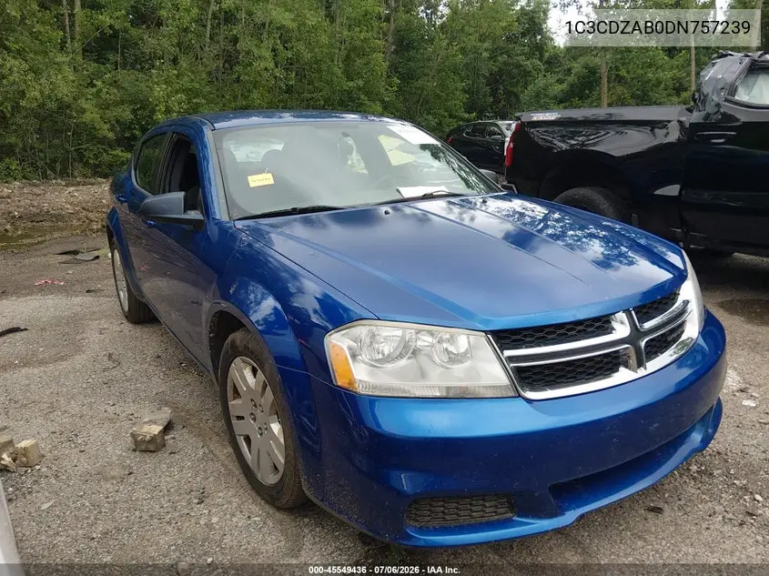 2013 Dodge Avenger Se VIN: 1C3CDZAB0DN757239 Lot: 45549436