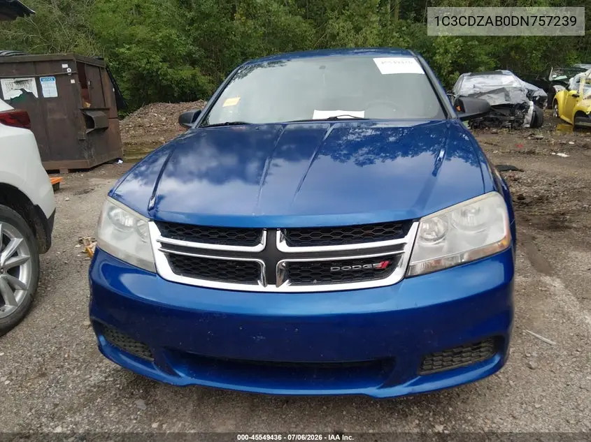 2013 Dodge Avenger Se VIN: 1C3CDZAB0DN757239 Lot: 45549436