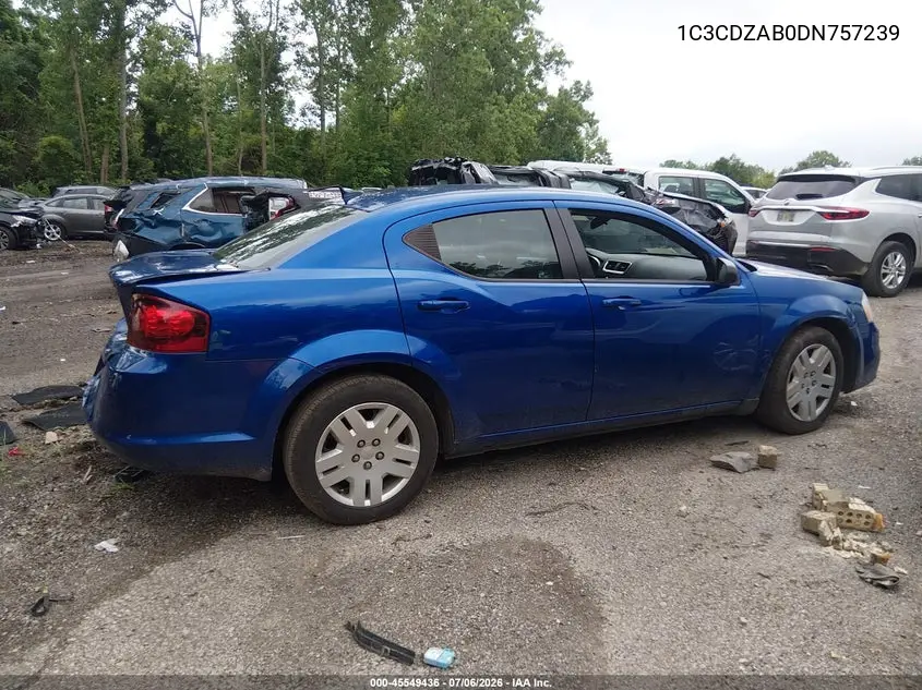 2013 Dodge Avenger Se VIN: 1C3CDZAB0DN757239 Lot: 45549436