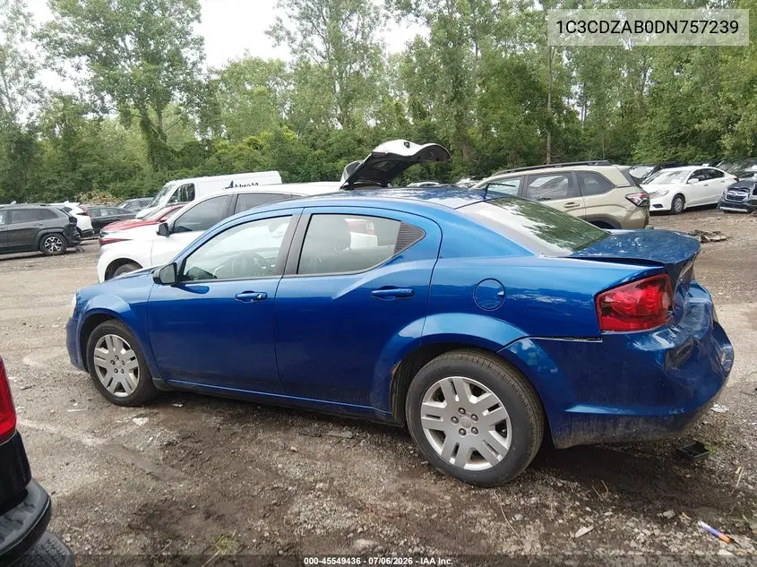 2013 Dodge Avenger Se VIN: 1C3CDZAB0DN757239 Lot: 45549436