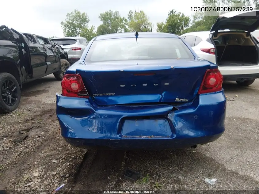 2013 Dodge Avenger Se VIN: 1C3CDZAB0DN757239 Lot: 45549436