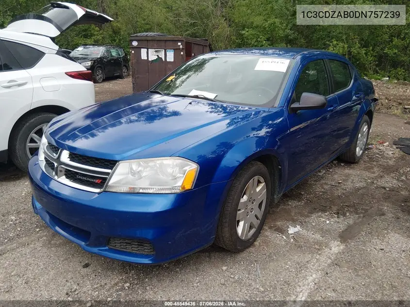 2013 Dodge Avenger Se VIN: 1C3CDZAB0DN757239 Lot: 45549436