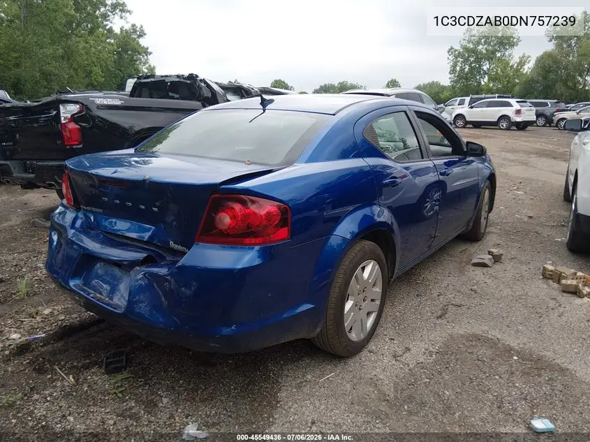 2013 Dodge Avenger Se VIN: 1C3CDZAB0DN757239 Lot: 45549436