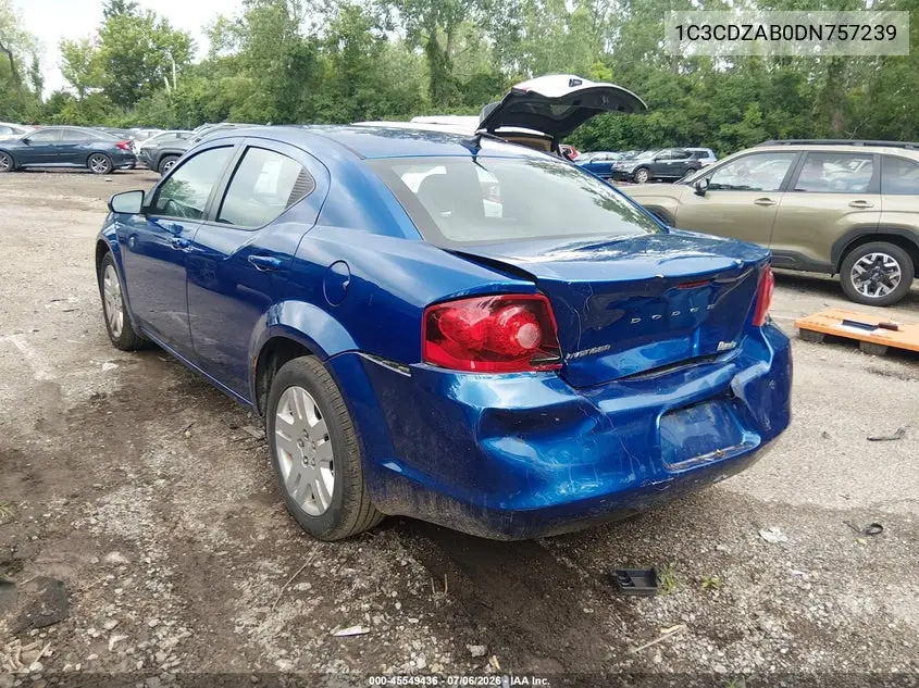 2013 Dodge Avenger Se VIN: 1C3CDZAB0DN757239 Lot: 45549436