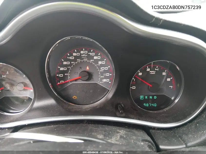 2013 Dodge Avenger Se VIN: 1C3CDZAB0DN757239 Lot: 45549436