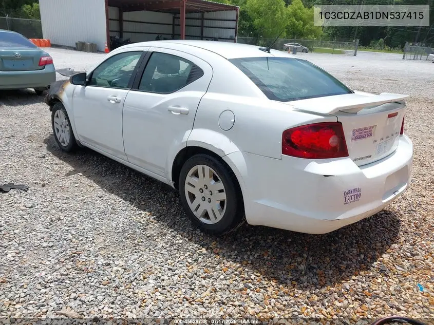 2013 Dodge Avenger Se VIN: 1C3CDZAB1DN537415 Lot: 45628738
